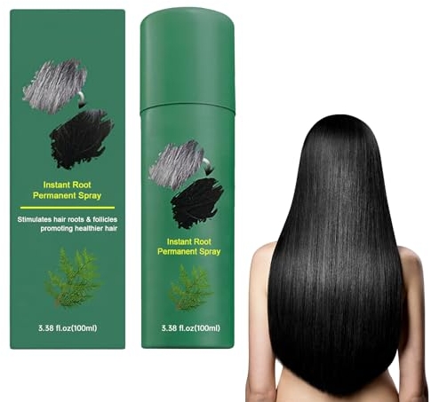 Laque Pour Cheveux Noirs, Spray Colorant Pour Cheveux Noirs, Teinture Capillaire Rapide, Spray Brillance Cheveux, Couvrir Les Cheveux Gris Et Épaissir Et Nourrir Les Racines Des Cheveux, 100ml (A)