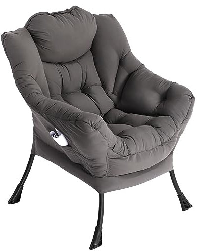 AIMEZO Relaxsessel Wohnzimmer Sessel mit Dick Gepolsterte Polsterung, Metall-Stahlrahmen Fauler Stuhl Relax Loungesessel mit Armlehnen, Dunkelgrau