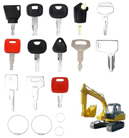 HISports 17 llaves de encendido, juego de llaves de encendido universal para JCB, oruga, Caterpillar, Komatsu, Hitachi, Kubota, Takeuchi