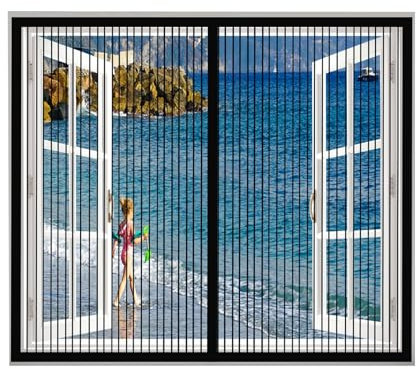 Zanzariera magnetica per finestra 130x155 cm Anti zanzare, per camper Soggiorno Camera da letto Nero