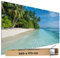 TRIOSK Sichtschutz Garten Dekoration Plane groß mit Motiv Malediven Insel Palmen Strand Hütte Motivbanner Blickdicht für Terrasse Zaun Gartenzaun Gartenposter PVC Zaunblende 340x173 cm