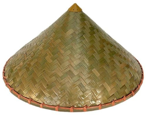 Vdaxvme Sun Hat Oriental Bamboo Hat for Women Men Sun Protective Conical Hat Breathable Wide Brimmed BambooWoven Cosplay Coolie, Diameter 42cm, One Size