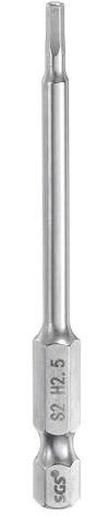 sourcing map Hex Head Wrench Drill Bit 2.5mm (H2.5) Metric 1/4 Hex Shank 75mm (3) Long Magnetic S2 Steel Screwdriver Bits Industrial Grade Hexagon Flat Tip Drill Bits for Screws