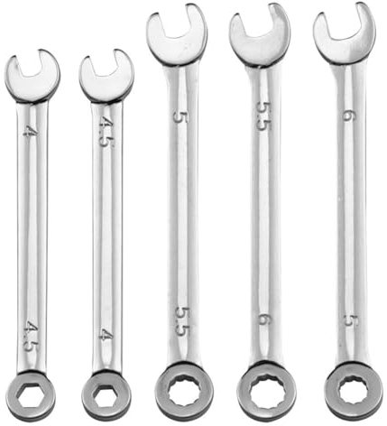 Mini Ringschlüssel Maulschlüssel Set 5-teilig, 4-6 mm für Modellbahn, Modellbau, Hobby