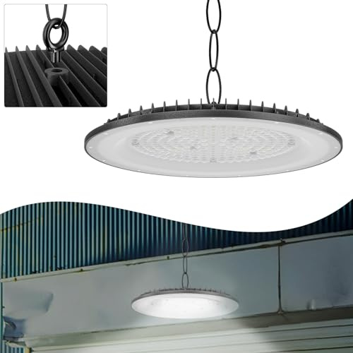 UISEBRT LED UFO Hallenstrahler 300W LED Deckenstrahler 6000K-6500K Kaltweiß High Bay Light LED Werkstattlampe IP65 Wasserdichte für Fabriken Garage Lagerhause