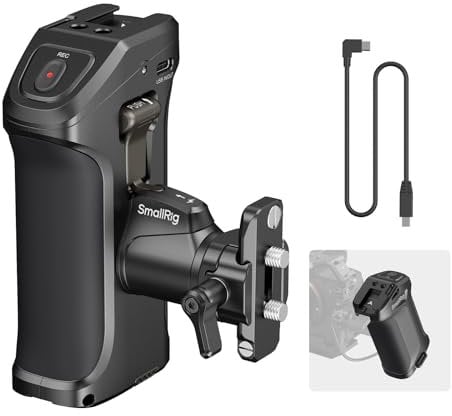 SMALLRIG Rotating Side Handle with Trigger REC for Sony Selected Mirrorless Cameras, for Sony Alpha 7 IV/Alpha 7R V / A7 III / FX3 / Alpha 9, Compatible with F550/570 Battery, Shutter Control - 3893
