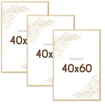 Wackadoo Bilderrahmen 40x60 Gold 3er Set Fotowand Fotorahmen mit Glasscheibe Kunststoff Picture frame Posterrahmen