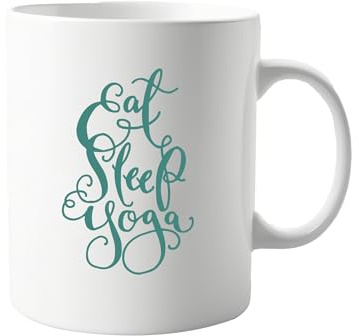 Eat Sleep Yoga Mug – 11oz Ceramic Coffee Cup – Funny & Motivational Gift for Yoga Lovers, Yogis & Mindfulness Fans – Perfect for Coffee, Tea or Hot Chocolate
