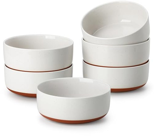 MALACASA TARA Müslischalen 6er Set, 700 ml Bowl Schüssel, Steingut Müsli Schüssel Set, Dessertschalen, Suppenschalen, Müslischüsseln, Schalen Set in Weiß, Spülmaschinen- & Mikrowellenfest