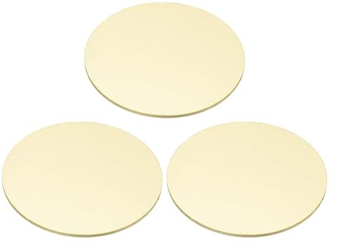 PATIKIL 3 Stück Metallpräge-Rohlinge, 50mm Runde Präge-Namensschild-Rohlinge Metallplatte Scheibe Kreis Für Laser-Gravur Prägung Hundemarken Schlüsselanhänger, 1.0mm Dick, Messington