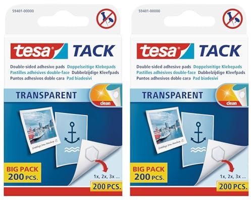 tesa 59401 Doppelseitige Klebepads TACK, große Packung (400 Stück)