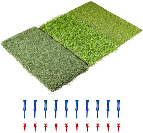 Golf Practice Mat Tri-Turf Golf Hitting Mat Foldable 2-in-1 with 3 Surfaces for Training Practice Mats for Indoor and Outdoor
