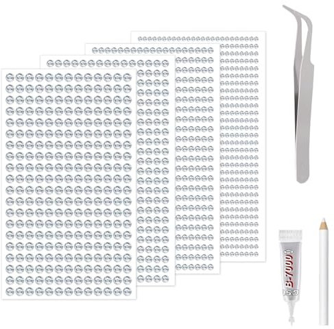 4 Sheets Rhinestone Stickers, 1792 Pcs Self Adhesive Rhinestones Crystal Gem Stickers with 1 Tweezers Glue Pen, 3/4/5/6 mm Rhinestones for Clothes Makeup DIY Nail Crafts (Silver)