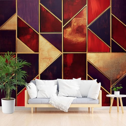 Geometrisches Dreieck Vliestapete Abwaschbar, Abstrakt Geometrie Fototapete 3d Effekt, Modern Minimalismus Tapete Badezimmer Wasserfest Wohnzimmer Kinderzimmer Tapeten Vliestapete 450 x 315 cm (B x H)