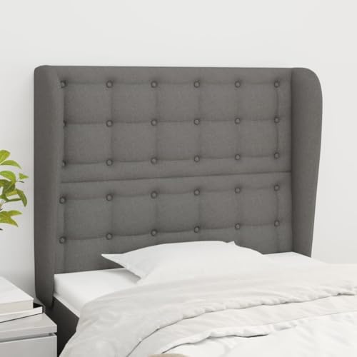 Owoxanthellate Bettkopfteil Dunkelgrau 93x23x118/128 cm aus Langlebigem Stoff mit Höhenverstellbaren Beinen, Gepolstertes Kopfenden für Schlaf- & Wohnbereiche