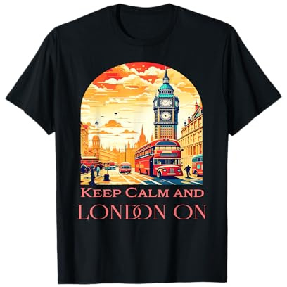 Paesaggio Urbano Londra Bus Rosso Regno Unito Maglietta