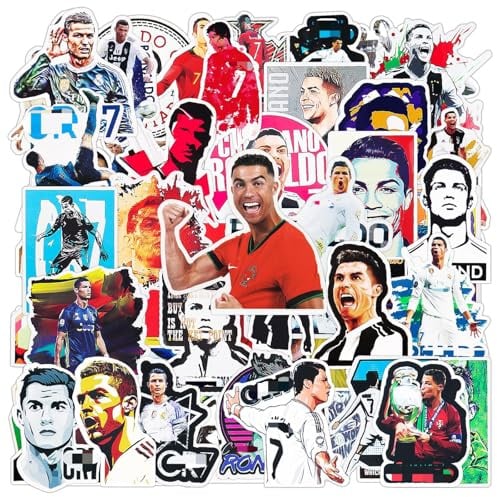 Ainvliya 102 Stück Aufkleber Cristiano Ronaldo, Fußballstar Aufkleber Wasserfeste Sticker Set Vinyl Fußball Sticker für Gitarren Auto Gepäck Laptop Jugendliche und Erwachsene