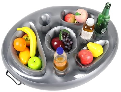 QyueQyat 1pcs Inflatable Drinks Holder, Lightweight Pvc Portable Pool Inflatables and Swimming Accessories, Drink Float for Parties, Beach Outdoor Summer Gatherings and Hot Tub Use, Silver