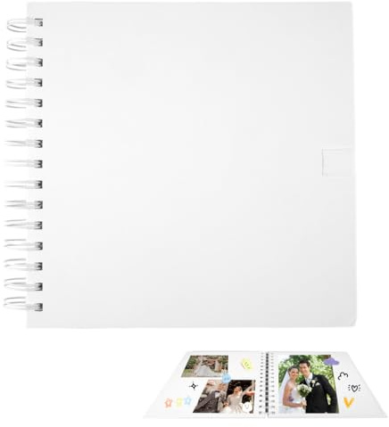 20.5×20.5cm Fotoalbum zum Selbstgestalten 40 Seiten Fotoalbum Spiralbindung | Scrapbook-album mit Weiß Seiten, Fotobuch zum Einkleben, Scrapbooking Album, für Geburtstag Hochzeit Weihnachten