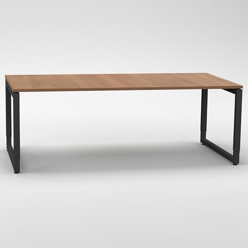 NOVA Premium Schreibtisch 200x100 cm – Nussbaum, höhenverstellbar 65–85 cm, sehr großer Bürotisch mit schwebender Tischplattenoptik, stabilem O-Fuß in Graphit, einfache Montage, FSC®-zertifiziert