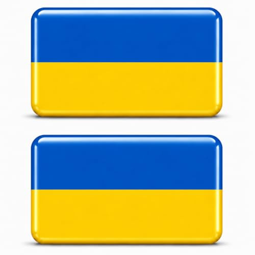 3D Länderflaggen Aufkleber Sticker Emblem Flagge Fahne Set 2 Stück – Mini Gel Auto Motorrad Helm Laptop Handy Koffer – Wasserdicht Selbstklebend 18x11mm (Ukraine UA)