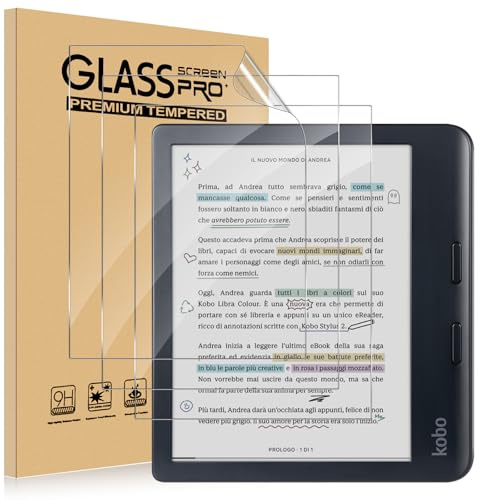 ELYCO Protector de Pantalla Efecto Papel para Kobo Libra Color 7 Pulgadas | 3 Piezas Película Protectora, PET Protector Pelicula Fáciles de Instalar, Fácil de escribir y dibujar