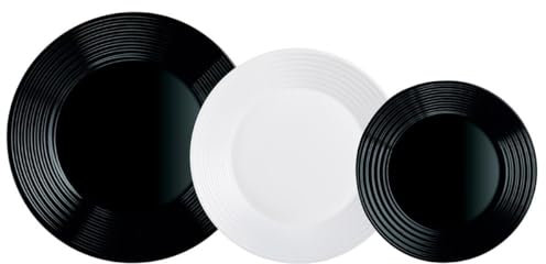 Luminarc - Vajilla Opal & Vidrio Harena N&B 18 piezas Luminarc 18 piezas