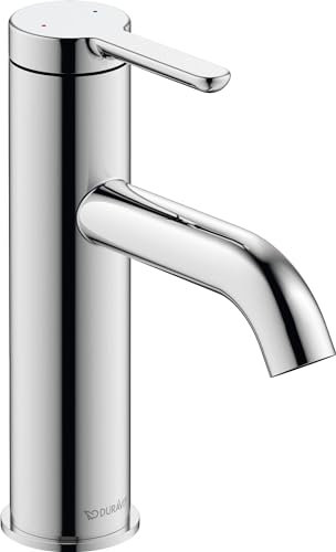 Duravit C.1 Waschtischarmatur, Größe M (Auslauf Höhe 86 mm), Wasserhahn Bad, Waschbecken Armatur mit Keramikkartusche, Chrom