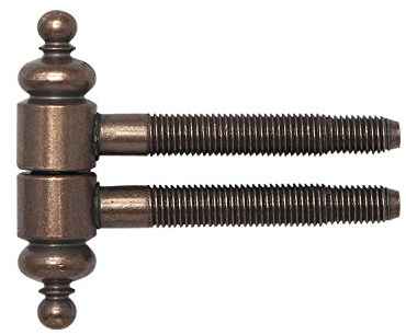 Einbohrband 2-tlg. mit Zierkopf, ø 16 mm, Bandh. 63 mm, Stahl bronze patiniert