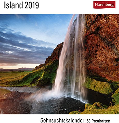 Sehnsuchtskalender Island - Kalender 2019 - Harenberg-Verlag - Postkartenkalender mit 53 heraustrennbaren Postkarten - 16 cm x 17,5 cm