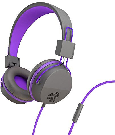 JLab JBuddies Studio Kids Headphones Wired - On-Ear Childrens Headphones for Girls & Boys, Volume Limited Kids Earphones with Microphone, Noise Isolation, Adjustable Child Headphones, Purple (Renewed)