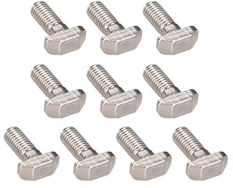 sourcing map 10 Stück M8 Gewinde 20mm T-Nut Bolzen T-Bolzenschrauben Carbon Stahl für europäische Norm der Serie 40