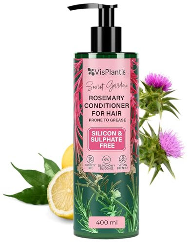 Vis Plantis Natürlicher Conditioner mit Rosmarin - Vegane Pflege-Spülung für Ölige & Fettige Haare - Haarspülung, Mariendistel & Rosmarin-Extrakt - Reinigt, Pflegt & Stärkt die Strähnen - 400 ml