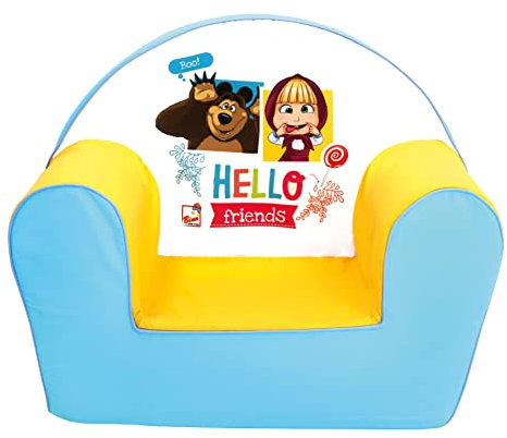 Mascha und der Bär Kindersessel, Kinderzimmer (Kuschelsessel für Kinder, ab einem Alter von 18 Monaten geeignet, Sitzhöhe: 13,5 cm, Sitztiefe: 23 cm, Rückenlehne: 29 cm), Mehrfarbig