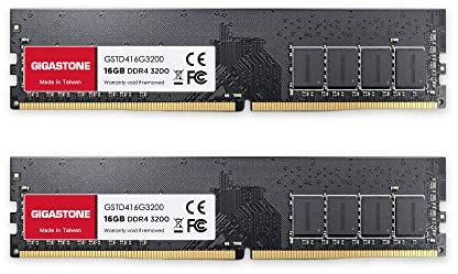 【DDR4 RAM】GIGASTONE 32GB Kit (2x16GB) DDR4 3200MHz (2933MHz or 2666MHz) PC4-25600 (PC4-23400, 21300) CL22 1.2V UDIMM 288 Pin Unbuffered Non ECC High Performance PC Desktop Memory Upgrade