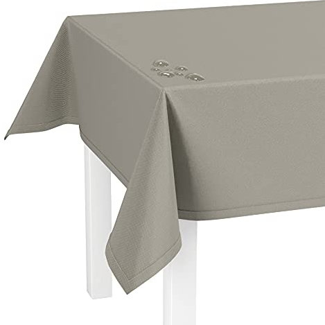 LILENO HOME Tischdecke abwaschbar [130x160cm] in Sand - Gesäumte Polypropylen Gewebe Tischdecke wasserdicht mit Fleckschutz