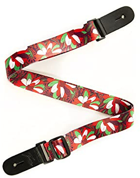 Fame Ukulele Strap Flower Summer, Verstellbarer Nylon Gitarrengurt, 88-150 cm Länge, 4 cm Breite, Kunstlederenden mit Logo, inklusive Gurtpin, Filz-Unterleger, Montageschraube