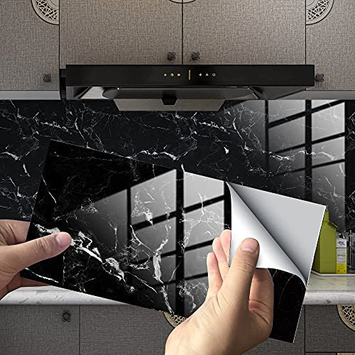 HORIWE Marble Tile Stickers 32pcs for Bathroom Kitchen Backsplash Waterproof Oil Proof DIY Self Adhesive New PVC Wall Stickers Home Decor 12x6 Inches
