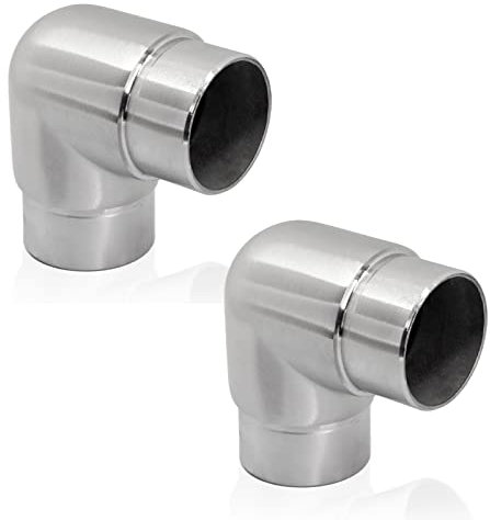 PRIOstahl Rundbogen Rohrbogen Rohrverbinder Steckfitting Eckverbinder Rund 90 Grad - 2 Stück Ø 42,4 mm für Rundrohre Rohr Handlauf Verbindung zum Stecken Geländerbau Rostfrei aus Edelstahl V2A