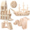 NiToy 200 Stück Holzbausteine, Kreative Montessori STEM Bauklötze aus Natur Kiefernholz, Sensorisches Spielzeug für Kinder, Bildungs-Lernspielzeug ab 1 Jahr, 3D Raumstapelspiele für Jungen und Mädchen