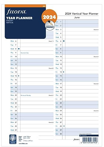 Filofax A4 Jahresplaner (mehrsprachig)2024