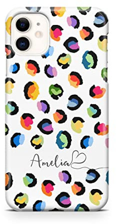iCaseDesigner Personalised Name with Heart Animal Print Phone Case Compatible with iPhone 11 Pro. 2. Watercolour Leopard Print