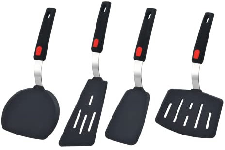 Silicone Spatula Turner, 4-Pack Spatulas Silicone 600°F Heat Resistant Spatulas Set for Nonstick Cookware, Kitchen Cooking Utensils Set BPA Free Rubber Spatulas Set for Egg, Crepe, Pancake,Burger,Fish