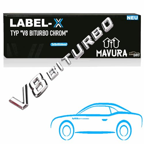 Label-X V8 Biturbo Schriftzug 3D Emblem Chrom Logo