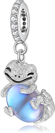 Magic Charms Dinosaurier-Mondstein-Charm für Damen, 925er Sterlingsilber, Zirkonia-Stein-Charms für Armband Halsketten für Mutter-Tochter-Halloween-Geburtstags-Christmasgeschenke
