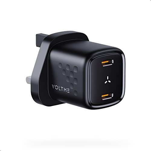VOLTME USB C Charger 30W, 2-Port USB C Plug Fast Charge GaN III, Compatible with iPhone 15 Pro Max, Galaxy S21/ S21+, iPad Pro, Pixel, Black