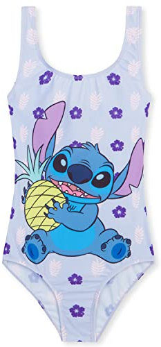 Disney Costume da Bagno Piscina Bambina, Costume Intero, Costume Mare Bambina Set (Lilla Stitch, 11-12 Anni)