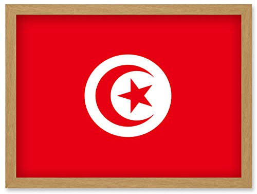 Artery8 Tunisia National Flag Patriotic Vexillology World Flags Country Region Poster Artwork Framed Wall Art Print A4