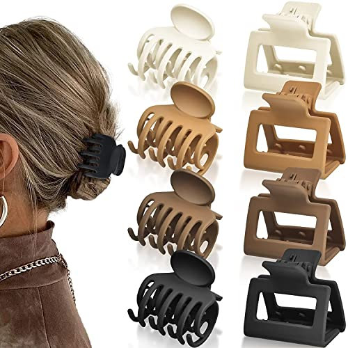Lot de 8 petites pinces à cheveux à double rangée de dents, 4,1 cm, pinces à cheveux mates, antidérapantes pour femmes et filles