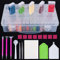 DONQL Diamond Painting Zubehör Boxen, 64 Stück Diamond Painting Set, Diamant Malerei Werkzeuge Kits Diamant Stifte Zubehör mit Stift, Pinzette, Taschen, 8PCS Klebeton, Tablett